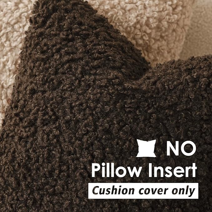 Foindtower 2 Pieces 26x26 Inch Dark Brown, Faux Fur Throw Pillow Cover Accent - Image 3