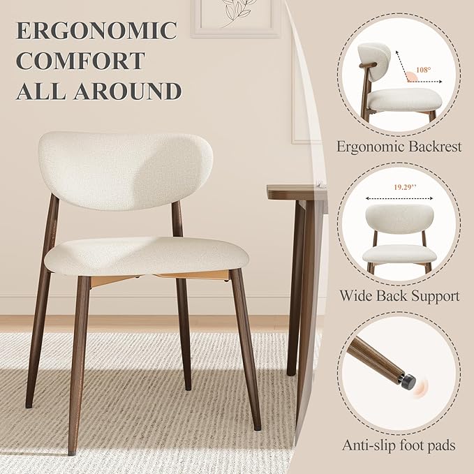 Dining Chairs Set of 4, Ergonomic Fabric Upholstered Seating - Image 3