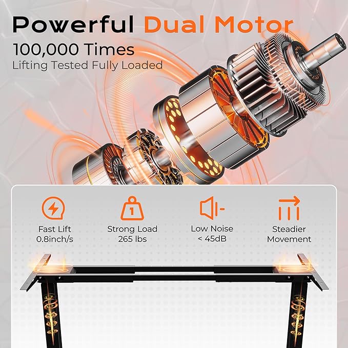 Huuger Dual Motor Electric Standing Desk Frame, Sit Stand up Desk Leg - Image 3