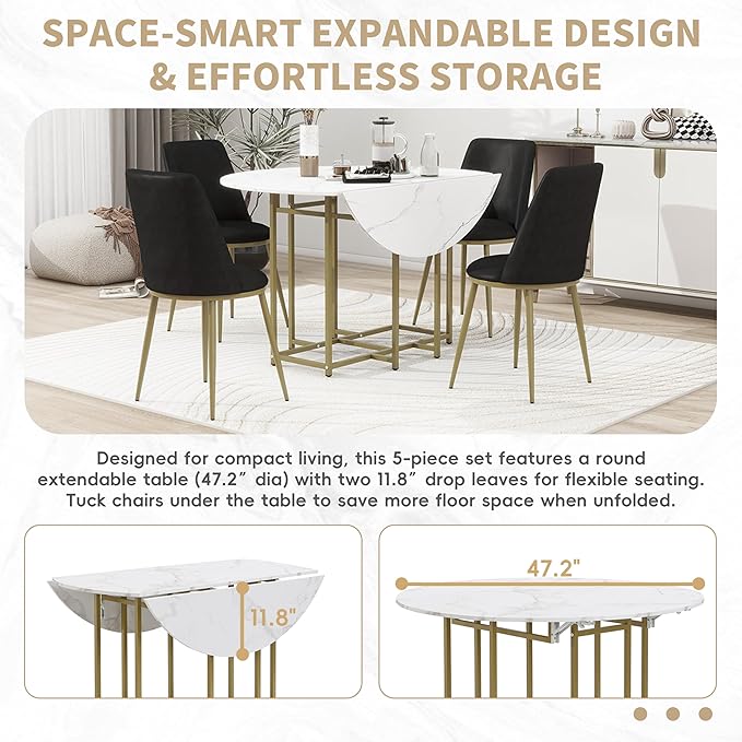 Merax 47.2” Round Dining Table Set - Image 7