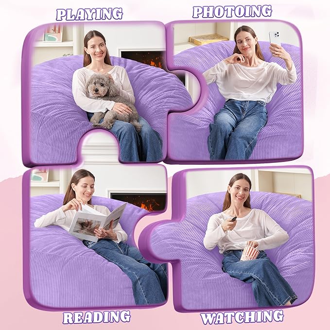 HABUTWAY 3FT Bean Bag Chair, Giant Bean Bag Chairs - Image 4