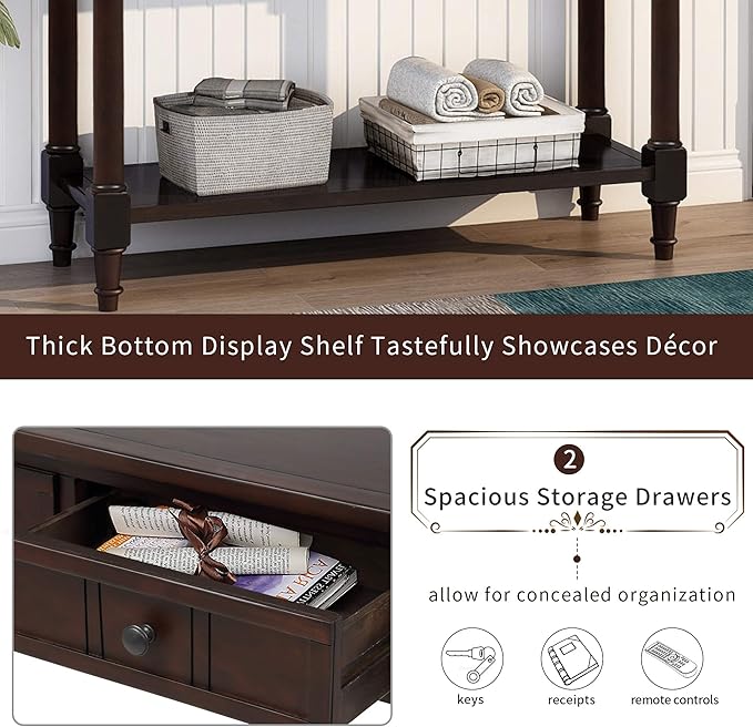 Bellemave Console Table with Drawers, Retro Entryway Table with 2 Drawers and - Image 4