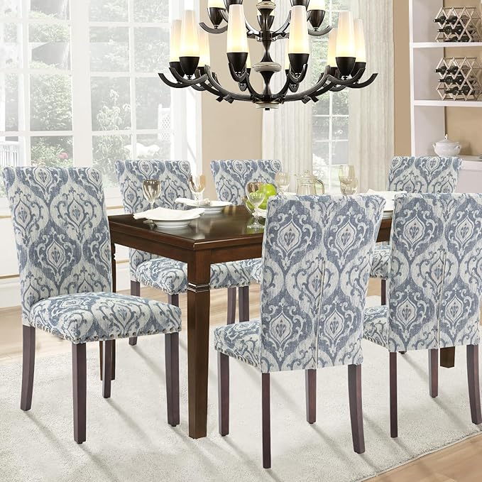 Parsons Dining Chairs Set of 2, Upholstered Nailhead Dining Room Kitchen Side - Image 4
