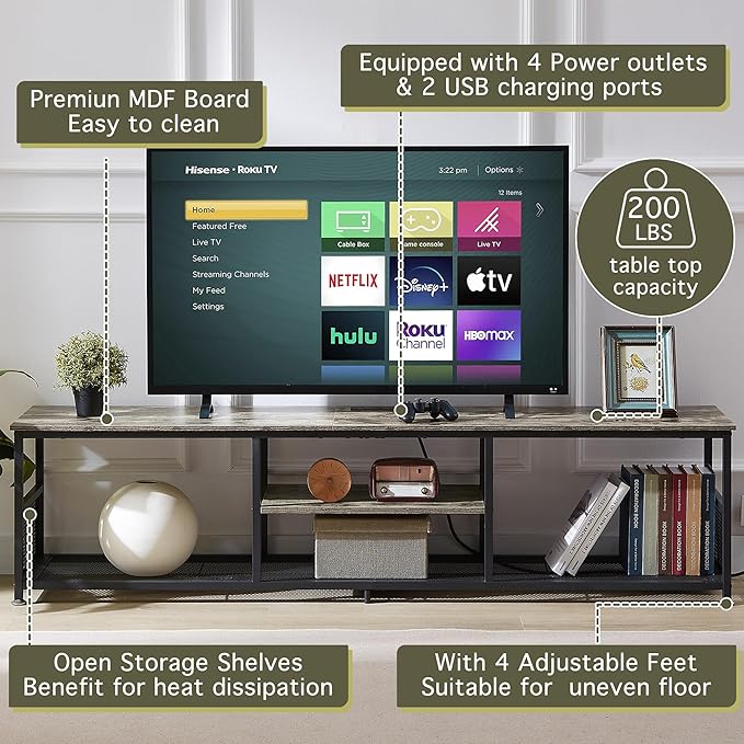 VECELO TV Stand with Power Outlets - Image 4