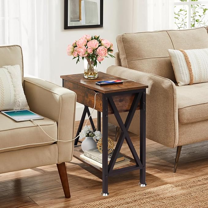 TooCust End Tables Living Room Set of 2, Narrow Side Table - Image 2