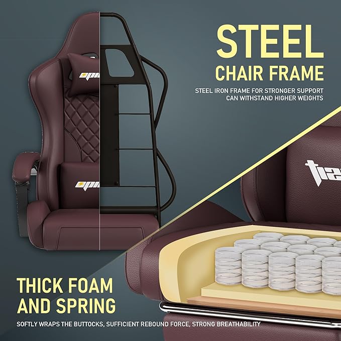 Gaming Chair Office Chair with Footrest, Height Adjustable, Ergonomic Computer - Image 4