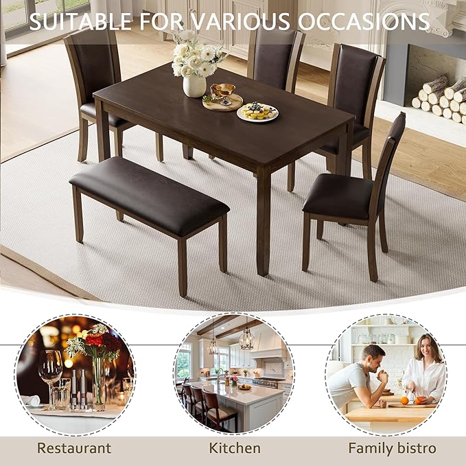 soges 6-Piece Large Dining Table Set - Image 4
