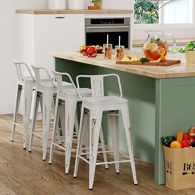 Yongchuang 30 inch Bar Stools Set of 4 Bar Height Metal Barstools - Image 4