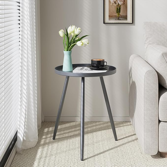 Apicizon 16" Round Side Table, Mid Century Modern Coffee or Circle Accent Table - Image 4