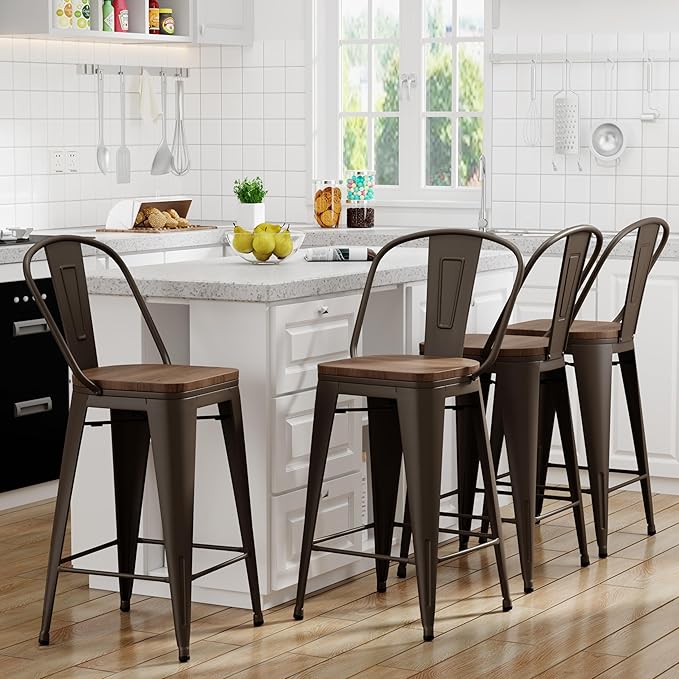Yongqiang 24 inch Bar Stools Set of 4 Kitchen Counter Height Bar Chairs High - Image 2