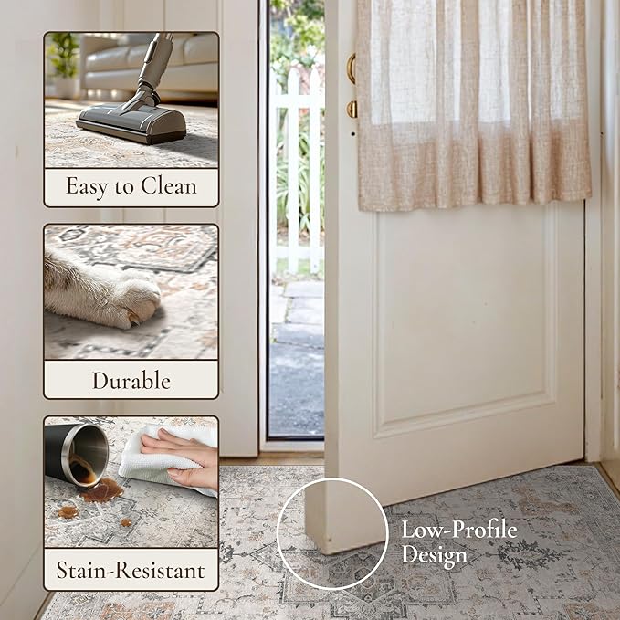 GENIMO 10x13 Area Rugs for Living Room, Non Slip Machine Washable Vintage Rugs - Image 5