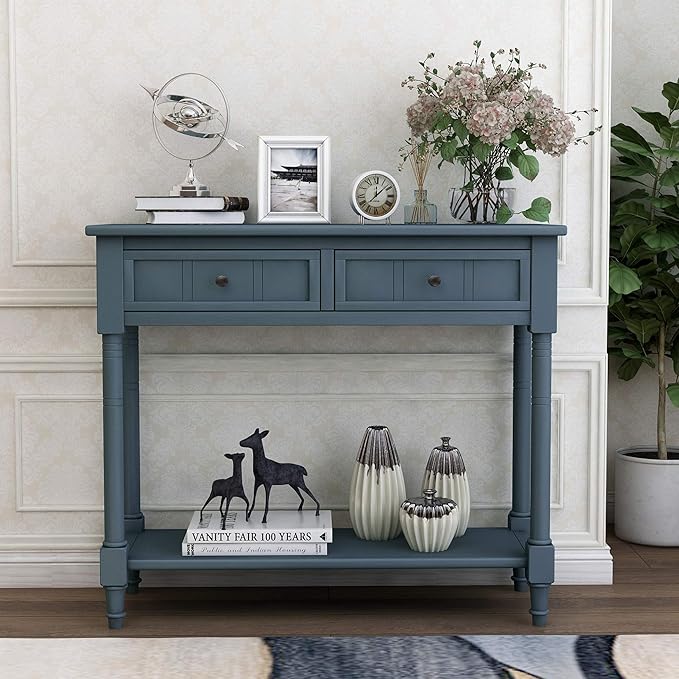 Bellemave Console Table with Drawers, Retro Entryway Table with 2 Drawers and by Bellemave