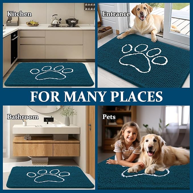 OLANLY Door Mat for Muddy Dog Paws 48x30, Absorbent Chenille Mud Doormat - Image 8