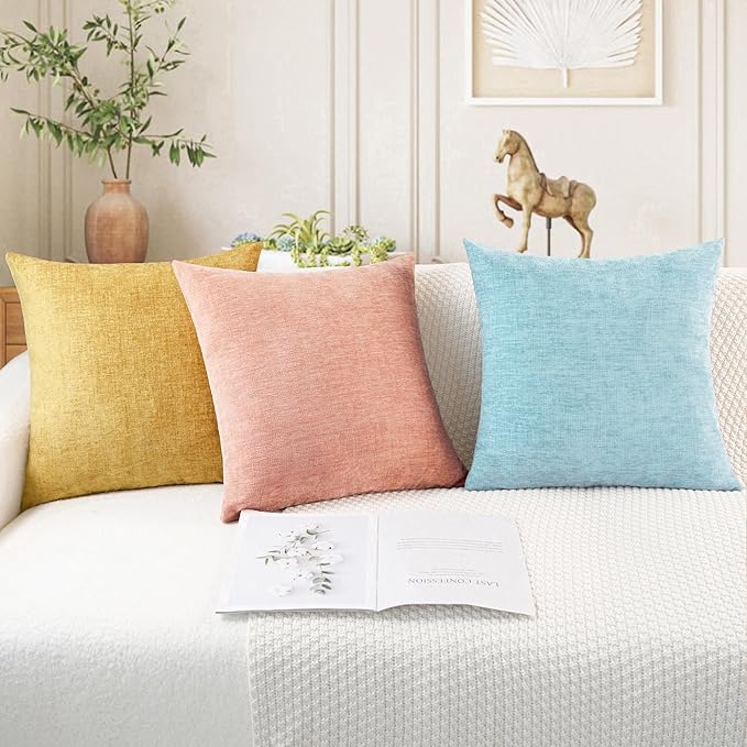 CaliTime Throw Pillow Covers Decorative 26 X 26 Inches Pack of 2 Cozy Chenille - Image 5