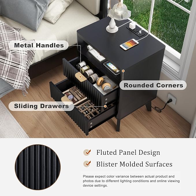 Fluted Nightstand Set of 2 - Image 6