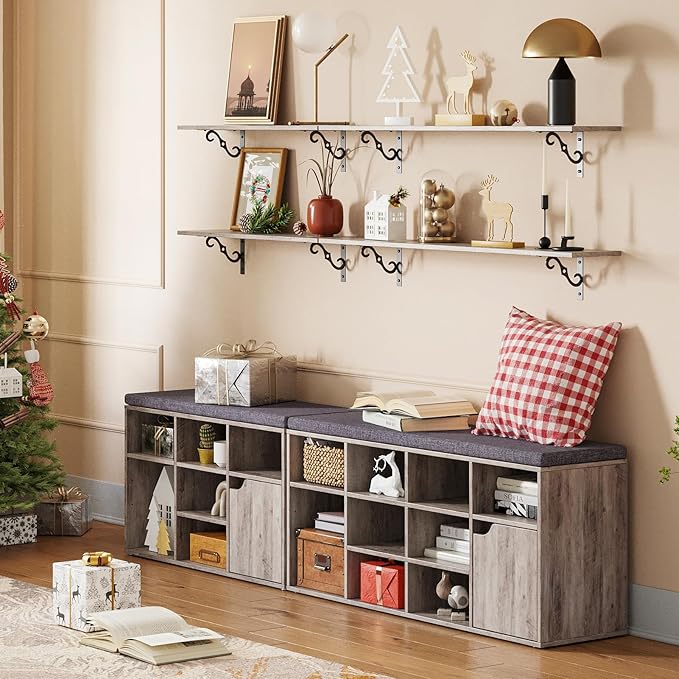 DINZI LVJ Long Wall Shelves, 31.5 Inch Large Floating Shelves Set of 2 - Image 6