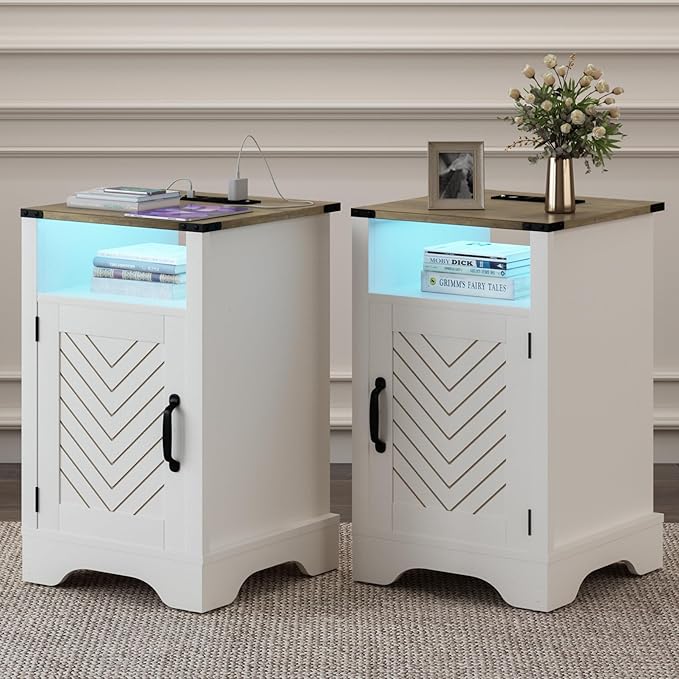 RoyalCraft Farmhouse Nightstand, Bedside Table Set of 1 - Image 8