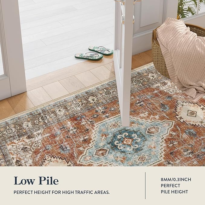 Lahome Oriental Small Rugs for Entryway, 2x3 Rug Non Slip Washable Door Mat - Image 2