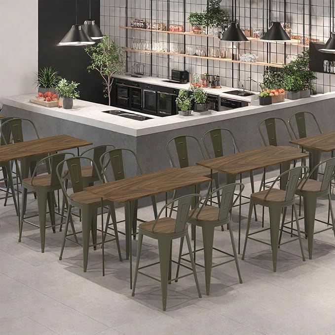 30” Swivel Bar Stools Set of 4, Counter Height Bar Stools Wooden Seat, Metal - Image 9