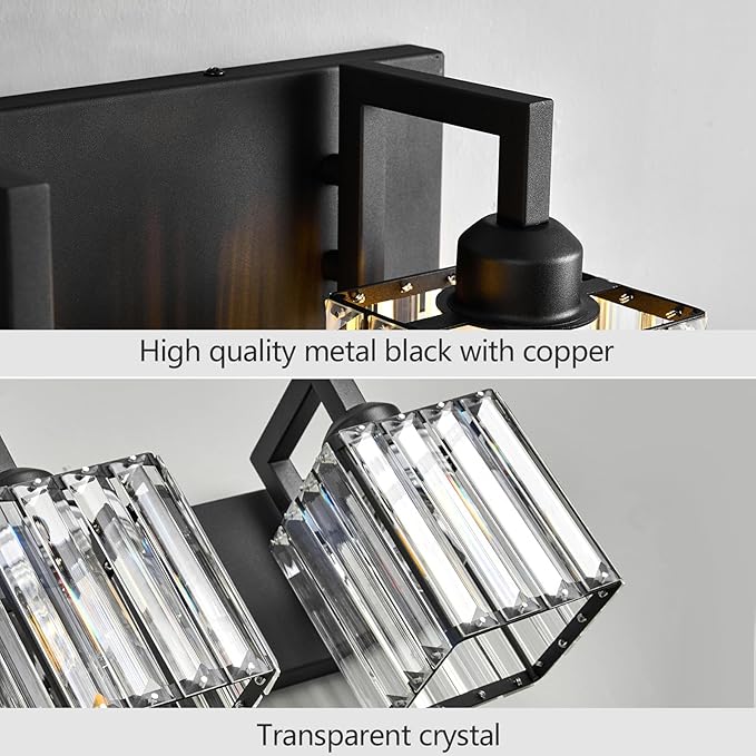 Modern Crystal Bathroom Vanity Light 6-Lights Black Modern Crystal Wall Lamp - Image 5