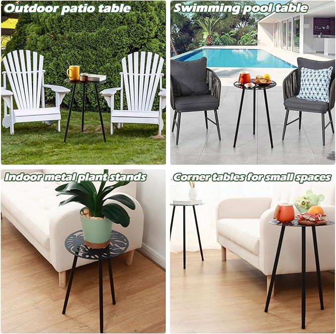 2 Packs Metal Outdoor Side Tables Small Outside End Table - Image 6