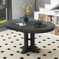 Need Extendable Farmhouse Round Dining Table, 48-60 Inch Pedestal Base Kitchen by Need