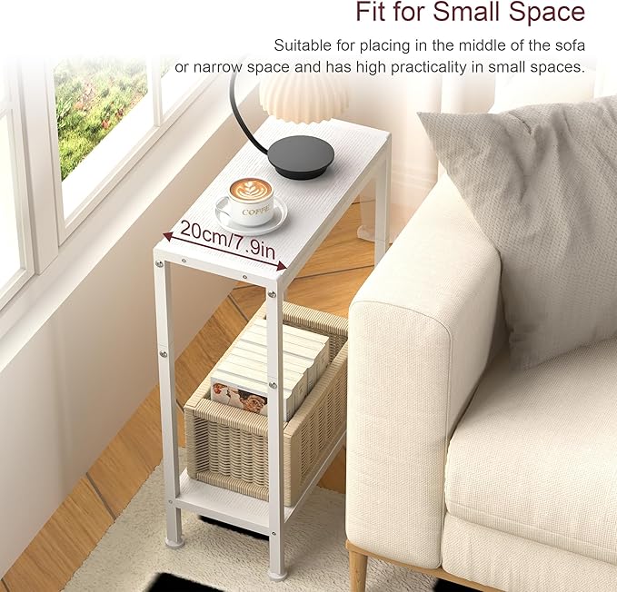 Narrow Side Table for Small Space Set of 2, 2-Tier Small End Table - Image 4