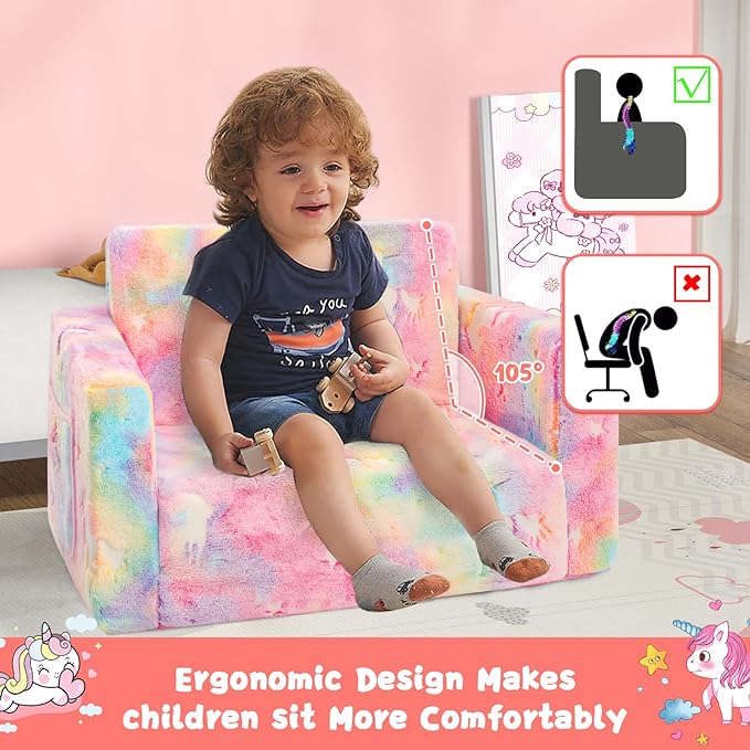 Toddler Couch, Toddler Chair, Kids Sofa Chair 2-in-1 Baby Seat Furniture Fold - Image 4