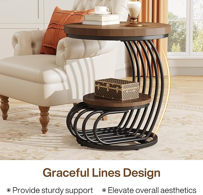 Tribesigns Round End Side Table: Side Table - Image 7