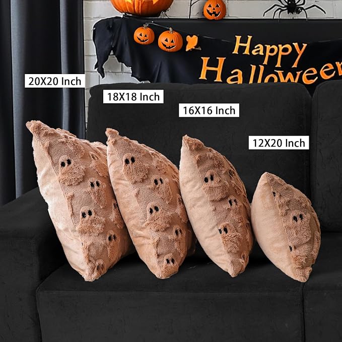 4TH Emotion Halloween Ghost Decorative Pillow Covers 20x20 Set of 2, Light - Image 6
