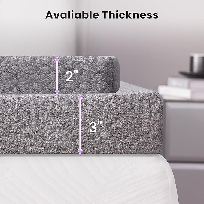 SINWEEK 2 Inch Gel Memory Foam Mattress Topper Full Size, Pad - Image 7
