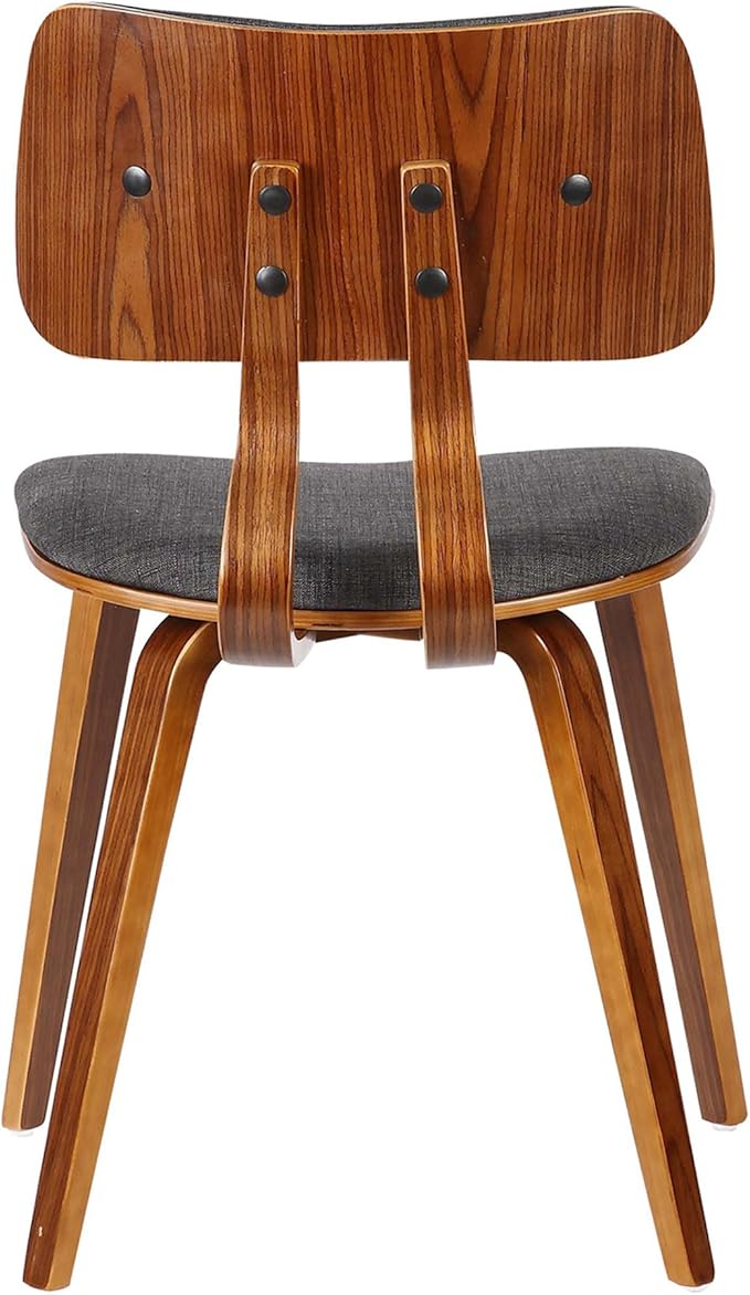 Armen Living Jaguar Mid-Century Dining Chair in Walnut Wood and Charcoal Fabric - Image 4