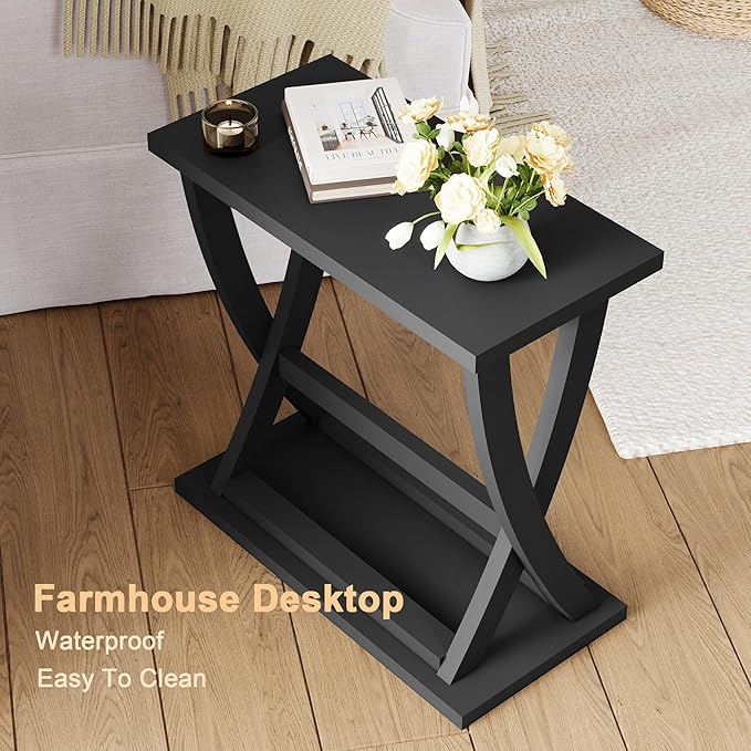 ChooChoo Black End Table, Narrow Side Table - Image 3