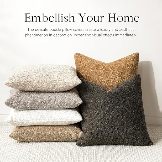 Foindtower Set of 2, Decorative Textured Boucle Throw Pillow Covers Accent - Image 6