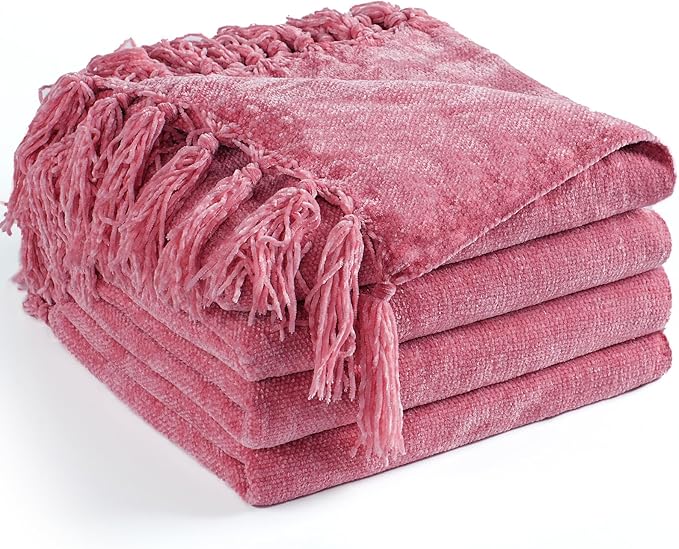 Chenille Throw Blanket for Couch 60"X 80" Twin, Soft Cozy Throws by LONGCREATE