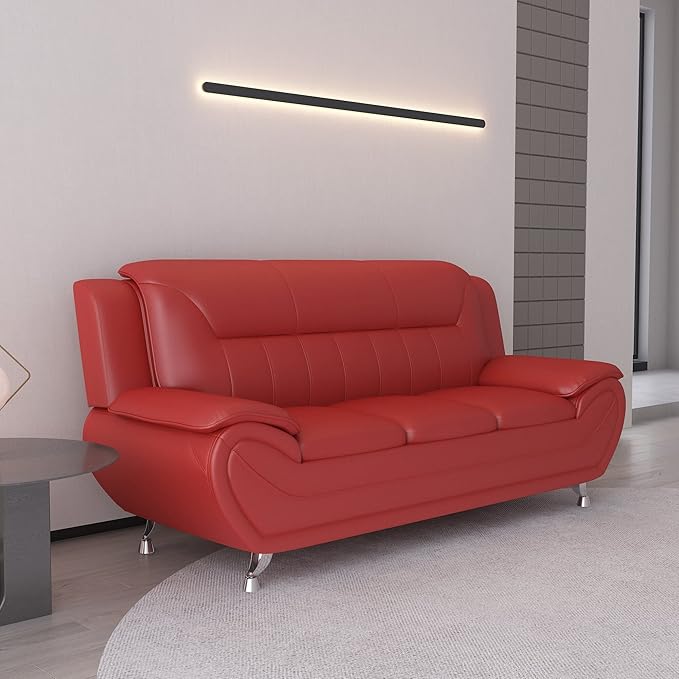 Container Furniture Direct Michael Modern Faux Leather Upholstered Stainless - Image 15