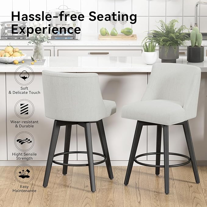Counter Height Swivel Bar Stools Set of 4, 26 Inch Bar Stools - Image 3