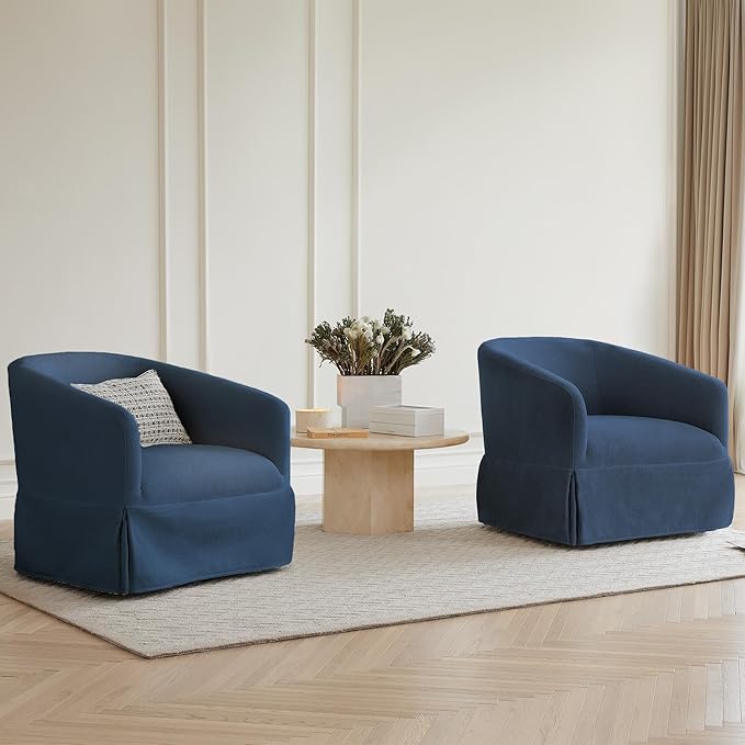 Swivel Accent Chair, 360 Degree Performance Fabric Armchair Modern Barrel - Image 3