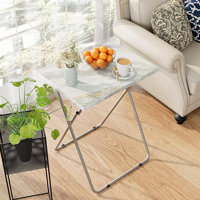 Folding TV Tray Table Set of 2, Dinner Snack Trays Table - Image 4