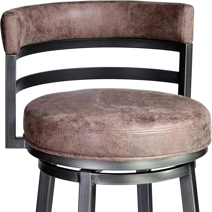 Armen Living Madrid 26" Seat Height Swivel Bandero Tobacco Faux Leather and - Image 7
