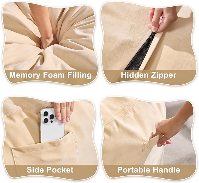 Hobestluk 5FT Bean Bag Chair Giant Bean Bag Chairs - Image 6