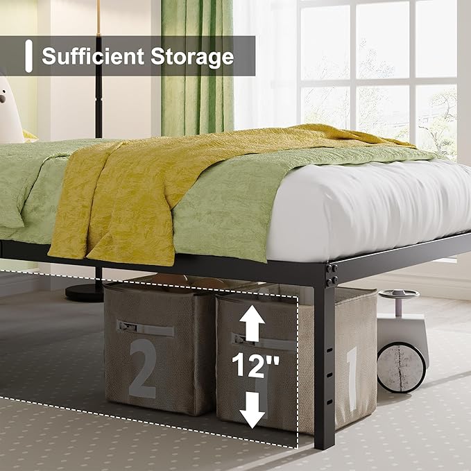 EMODA 14 Inch Full Size Bed Frame Heavy Duty Metal Platform No Box Spring Needed - Image 4
