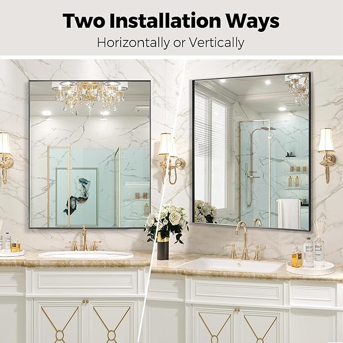 24x32 Inch Black Bathroom Mirror - Image 5
