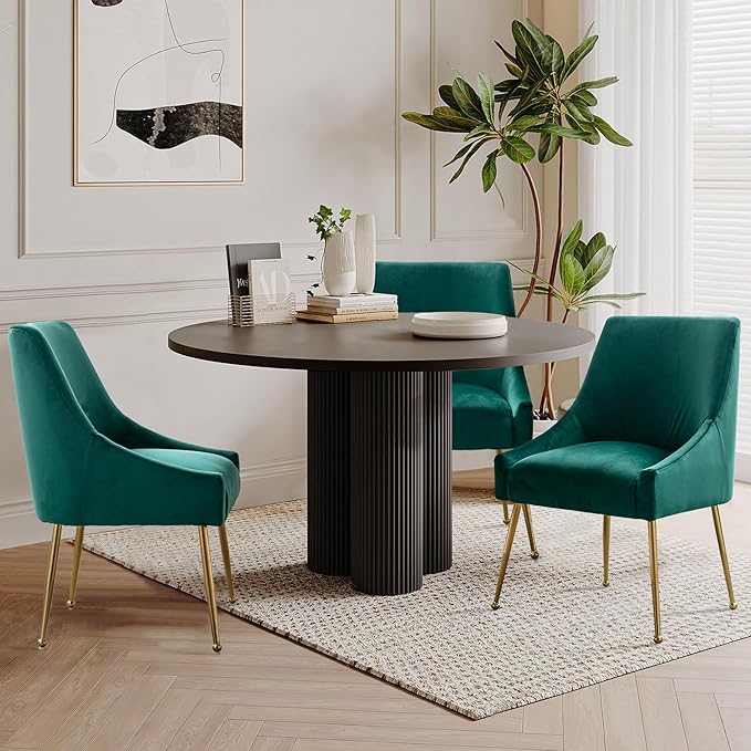Modern Velvet Dining Chairs Set of 6, Contemporary Upholstered Furniture - Image 2