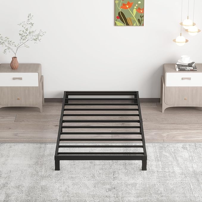 7 Inch Twin Bed Frames No Box Spring Need, Low Profile Metal Platform Twin Size - Image 2
