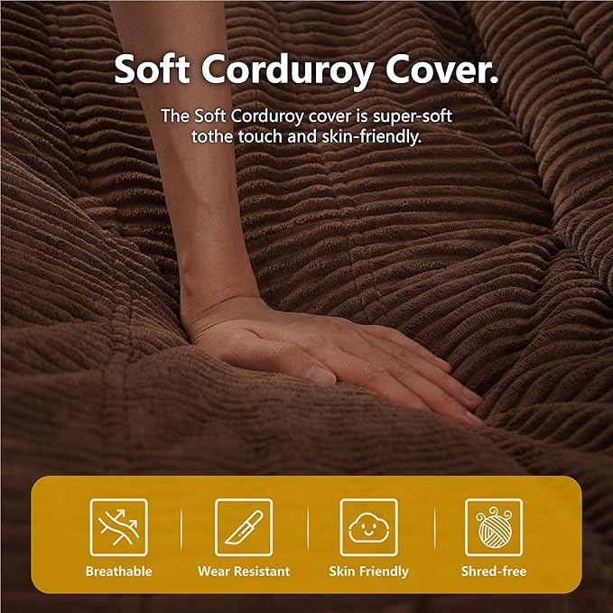 N&V Mid Century Armless Floor Sofa, Soft Premium Corduroy Floor Lounge Chair - Image 7