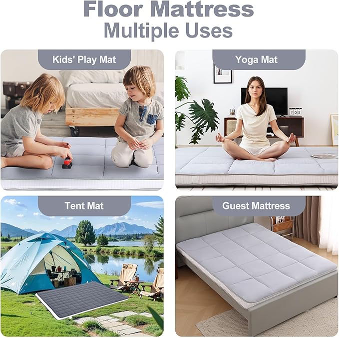 Tiita Floor Mattress Memory Foam Mattress Topper, Portable Roll Up Travel Car - Image 8