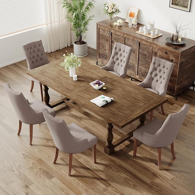 COLAMY Wingback Upholstered Side Dining Room Chairs Set of 6, Fabric Dining - Image 3