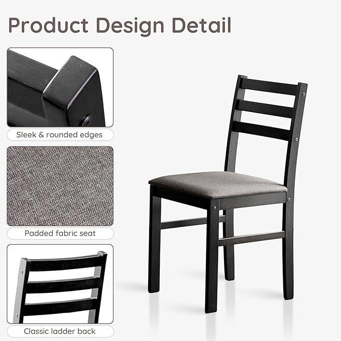 Livinia Seattle Modern Farmhouse Kitchen Dining Room Chair Set of 4, Solid Wood - Image 4