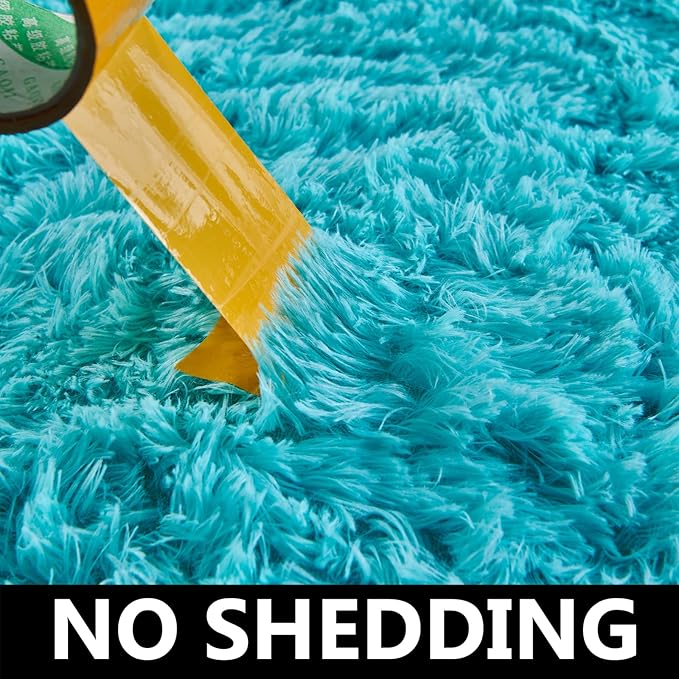 FJZFING Blue Round Rug Ultra-Soft Plush Modern 7x7 Circle Area Rug - Image 4